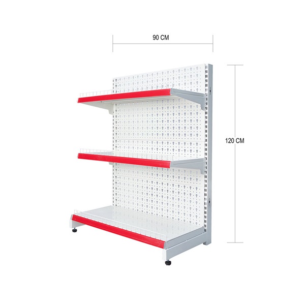Kệ siêu thị tôn lỗ đơn 0.9m x 1m2 x 3 tầng