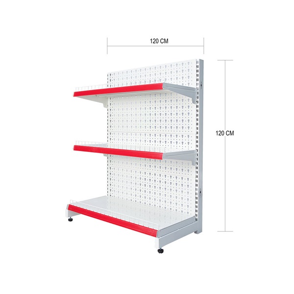 Kệ siêu thị tôn lỗ đơn 1.2m x 1m2 x 3 tầng